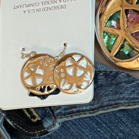 Cut-Out Sea Life Starfish and Abalone Pendant Necklace and Earring Set    NEW - Picture 3 of 4